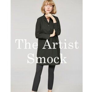 Everlane The Artist Smock Wool-Blend Shirt Dress, Scarab (Dark Green), Small